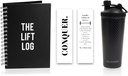 Nerezová oceľ Proteín Shaker fľaša, Izolovaná fľaša vody s čiernym uhlíkovým vláknom Zabaľte a cvičenie Journal s záložkou 