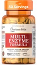 Puritánska pýcha Multi-Enzyme Formula, Tráviaca pomôcka pre proteíny, tuky, a karbohydráty, Diétne doplnky pre zažívacie a zdravé Gut Podpora, 50 Day Supply, 100 Ľahko prehltnúť obalené tablety