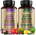 Všetko v One Superfood Bundle - Super Maqui Berry & Super Greens - Gut Health, Immune, Skin, Wellness Support - Non GMO, Gluten Free, Vegan Doplnky