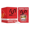 RUN GUM Fruit Punch Energy Chewing Gum 50mg Caffeine Taurine & B- Vitamins Per Piece, 24 Pieces (Pack of 12) Sugar Free, Zero Calorie, No Aspartame, and Gluten Free, 1 ea