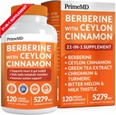 21-in-1 Berberine Supplement with Ceylon škorica - Berberine 1500 mg with Chromium, Horké Melon and Green Tea Extract - Berberine 5X for Weight Management & Metabolizmus Support with 5279 mg (120 ct)