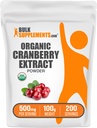 BulkSupplementments.com Organic Cranberry Extract Powder - Organic Cranberry chuťový prášok, Zdroj z Vaccinium Macrocarpon Fruit - Vegan & Gluten Free, 500mg per Serving, 100g (3,5 oz) (Pack of 1)