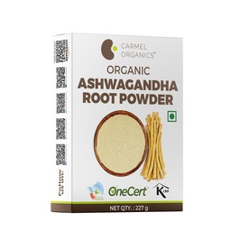 CARMEL ORGANICS Organic Ashwagandha Root Powder (8 Oz alebo 227g/0,5 Lbs) USDA Certified. Lab Tested, Non GMO & Gluten Free 