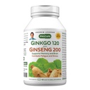 ANDREW LESSMAN Ginkgo 120 Plus Ginseng 200mg - 60 Kapsule - Štandardizovaný extrakt Blend na podporu mozgu, pamäte a kognitívne funkcie. Adaptogén, Boj proti stresu a únave. Žiadne prídavné látky