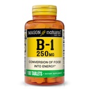 MASON NATURAL Vitamin B,1 Tiamín 250 mg, 100 dní Dietary Supplement, Easy,to, Prehltnite tablety, podporu výroby energie a zdravé metabolizmus