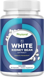 Biela obličková fazuľa extrakt Carb Blocker - Biela fazuľa s doplnkom pre metabolizmus Boost & Ease kalórií zo Starchy Food - Carb Control Doplnky - 60 Počet