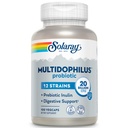 SOLARAY Multidophilus 12 kmeň probiotikum 20 mld. CFU, probiotiká pre tráviace zdravie a podporu zdravia Gut, prebiotický inulin, bez mlieka, 50 Serv, 100 VegCaps