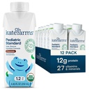 KATE FARMAS Organic Pediatric 1.2 Vysoká kalórií Čokoládová výživa Shake, 12g Bielkoviny, 27 Vitamíny a minerály, náhrada jedla, 8.45 oz (12 balení)
