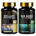 Shilajit pre mužov, Morský Moss a Shilajit Bundle, Všetko v 1 Doplnky s koenzýmom Q10, čierne Semeno, Ashwagandha, Taurine, Burdock pre energiu, Endurance, Antioxidant a imunitná podpora, 240 Kapsule