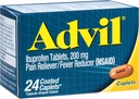 Advil Ibuprofen Obalené kaplety Bolesť Odľahčenie a horúčka Redukcia 200 Milligram 24Ct