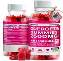 Quercetin Gummies - 2500MG s hypromelínom, L-Theanine & Zinc Vegan Immune Suplement for Kids & Adults - Alergy Relief & Lung Health