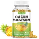 Magnézium Magnézium Gumies, Magnézium 2:1 pomer s vitamínom D3, K2, B6, B12 pre silu kostí, svalová funkcia a zdravie nervov, extra absorpcia Formula, Vegan, Ananás Flavor 60 Gummies