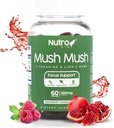 Lions Mane Supplement - Huby Gummy - Huby Huby Huby génius Magic Mind - Podporuje zameranie s L-Theanine a Lions Mane - Malinová a granátové jablko Chuť pre Perk Energy - 60 Gummies