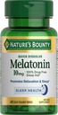 Nature's Bounty Melatonin, 100% Drug Free Sleep Aid, Dietary Supplement, Promotes Relaxation and Sleep Health, 10mg, 45 Quick Rozpustiť tablety