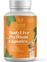 BodyLive Psyllium Husk Fiber Capsule Non-GMO 725mg, 240 Kapsule (1450mg/serving, 120 Servírovanie) Dodatok pre Colon Cleanse, Pravidelnosť, Zdravé zažívanie, Prebiotické, Laxatívne, Srdcové zdravie