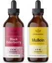 HERBAMAMA bylinné tekuté kvapky Kit - Bundle of Black Elderberry Extract and Mullein Leaf Tincture 4 fl oz - Vegan, non-GMO, cukor a alkohol-free - 2 balenie