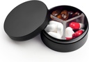 Malá tabletka Prípad 3 Compartments, Metal Round Prenosné pilulky Box, Nepremokavé cestovné pilulky Organizátor, vrecková Purse Medicine Držiteľ vitamínu EDC Kontajner (čierna)