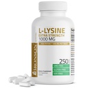 Bronson L- Lysine Extra sila 1000 MG na tabletu Vysoká potencia, Imunitná podpora a podpora kolagénovej syntetizácie, Non- GMO, 250 Vegetariánskych tabliet