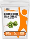 BulkSupplements Green Coffee Bean Extract Powder - Green Coffee Bean Supplements - Energetická podpora, bezlepok, 800mg na porciu, 1kg (2,2 lbs) (Pack of 1)