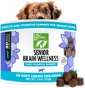 LEN NATURAL PET Senior Brain Wellness Dog Chews - Malé, stredné a veľké Plemeno, Bezzubé a Geriatrické psy, Soft Chicken & Bacon Flavor Snacks, Pečené darčeky - 60 Počet