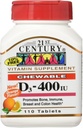 21. storočie Žuvateľný vitamín D3, pomaranč, 10 μg (400 IU), 110 tabliet