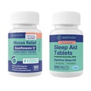 WELMATE Nighttime Wellness Bundle: Maximálna sila Guaifenesin 1200mg Musus Relief (100 Ct) & Doxylamine Sukcinát 25mg Spánková pomoc (200 Ct)