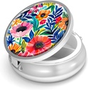 Pill Box-3 Compartment Malá pilulka Prípad pre Purse & Pocket Mini kovové pilulky držiteľ cestovné pilulky kontajner držať doplnky vitamíny BPA-free (záhradný kvet)