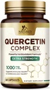 Quercetin Supplement 1000 mg - Prírodná, rastlina-základná podpora pre imunitné, bunkové, respiračné a sezónne zmeny - extra sila Quercetin Dihydrát zo Sophora Japonica - 60 Veggie Kapsule