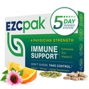 EZC Pak 5-Day Tapered Immune Support Booster - Vitamín Immune Suplement, Echinacea, Zinok Vitamín C, Vitamíny pre imunitný systém Podpora, Immune Boosters pre dospelých - Imunitná podpora Vitamíny