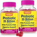 WellYeah (2 balenia 25 miliárd probiotík + prebiotiká pre mužov a ženy Gummy - Podpora trávenia, zdravie Gut, imunitná podpora Gummy - probiotiká pre trávenie zdravia s 12 kmeňmi - 60 Gumímies