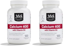 365 podľa celopotravinárskeho trhu Vápnik s vitamínom D3 Tablety, 120 Počet (Pack of 2)