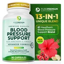 PurePremium Krvný tlak Doplnky s Hawthorn Berry, Hibiscus, Cesnak a vitamín B12- Oxid dusnatý Doplnkové pre normálne zdravie srdca, Obehové zdravie a podpora krvného tlaku - 90 ct
