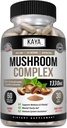 Kaya Naturals Premium Mushroom Complex Potent - Mushroom Complex Kapsule 1330mg Per Serving - Aids Mental Clarity Supports Immune System, Wellness & Vitality - 60 Gróf