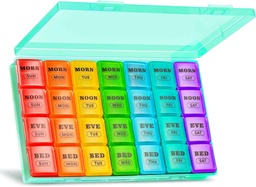 XL veľké týždenné pilulky Organizátor 4 časy za deň, 7-Day pilulky boxy a Organizátor AM PM, Big Compartments pilulky prípad, mesačný medikácie Organizátor 28 dní dispenzér pre rybie oleje