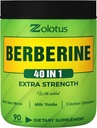 Zolotus Berberine Supplement 40 in 1, with Sea Moss, škorica, mlieko bodliak, jablkový Cider Vinegar, Quercetin, Best Supplement for Immune System, Digestion & Heart Health
