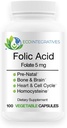 Kyselina listová Folát 5 mg (B9) Prenatálny, Reprodukčné zdravie, Homocysteín, Metabolizmus, Kardiovaskulárny, kostný, Imunitný support, Allergen Free, Non GMO - 100 Vegan Kapsule