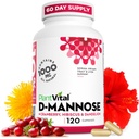 Plantvital D Mannose Kapsule s Cranberry - D-mannose 1000mg Kapsule - High Potency od Bladder, Obličky a močovej Tract Podpora. Brusnicový prášok s Hibiscusom a púpavom. 2 mesiace dodávky