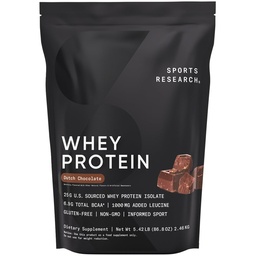 Športový výskum Srvátkový proteín - Športové Výživa Srvátková Srvátková Proteín Prášok pre Lean Muscle Building & Cvičenie Recovery - 5 LB Vrece Bulk Protein Powder 25g na porciu - Holandská čokoláda, 60 Servings