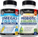 Trojitá sila Omega 3 Rybí olej Softgels (2 mesiace dodávky) Plus 40 miliárd CFU denne Probiotické doplnok (2 mesiace dodávky)