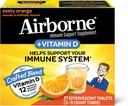 Airborne 750mg Vitamín C s zinkovými šumivými tabletami, Imunitná podpora doplnok s výkonnými antioxidantmi Vitamíny A C D3 & E - 27 Fizzy Drink Tablety, zeleňová pomarančová chuť