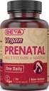 Deva Vegan Prenatálny multivitamín a minerálne doplnky - Raz-Per-Day Formula - Vitamíny A, C, D, E, K, B Complex, s folát a syr - 90 obalené tablety, 1-Pack