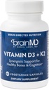 BRAINMD Vitamín D3 + K2-60 Kapsule - Synergická podpora pre zdravé kosti a kognitívne návyky - bez lepidla - 60 Servisov