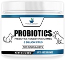 American Standard Doplnky Probiotiká pre psy a mačky s prebiotikami a trávivými enzýmami, 5 miliárd CFU, 9 kmeňov, 3,17oz (90g), 180 servírovanie - Pes a Cat probiotiká pre zdravie a trávenie Gut