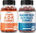 ADK Gummies Vitamín D3 K2 (60 gróf) Doplnok s D & K-10 Vegan Supplement Malinová príchuť - Magnézium Glycinate (60 gróf) - Glycinate Gummies for Adults - Non GMO, Vegan & Made in USA