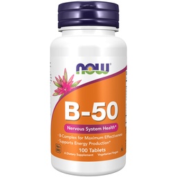 Teraz potravinové doplnky, vitamín B-50 mg, výroba energie*, zdravie nervového systému*, 100 tabliet