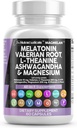 Clean Nutraceuticals Melatonin 10mg Valerian Root L Theanine 200mg Ashwagandha - Podpora spánku pre ženy a mužov s komplexom horčíka, citrónový balm, harmanček, a vášeň kvety - 60 Caps