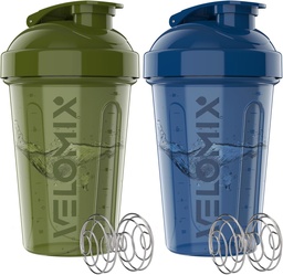 VELOMIX -2 balenie - 20 oz Protein Shaker Fľaše pre proteínové zmesi - 2x Whisk Whisk