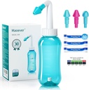Neti Pot Sinus Rinse Fľaša Čistič nosa Tlak výplachu opláchnuť Nosné zavlažovanie pre dospelých a dieťa BPA Bezplatne 300 ML s 30 Nosové umývanie soľné pakety a sticker termometer
