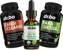 Oregano Oil Organic Liquid Drops & Cleanse Capsules - Organic Oil of Oregano Drops Tinture Extract, Candi Cleanse Detox - Kyselina kaprylová, Wormwood Black Walnut & Cloves Capsules