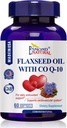 Ľanový olej s CO Q-10 (Denný antioxidant a kardiovaskulárny systém podpora), GMP, prírodný produkt Assn Certified, Made in USA - 400mg, 60 Softgels